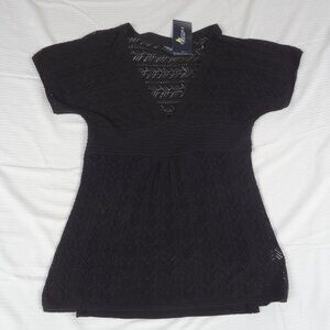 NWT SONOMA KNIT TOP WITH BUILT IN TANK TOP BLACK LARGE WOMENS XL T-SHIRT L371